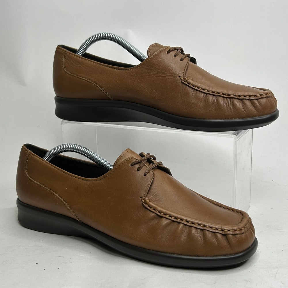 SAS Siesta Brown Leather Comfort Moccasin Womens 10 N  Lace‎ Up Oxford Shoes USA